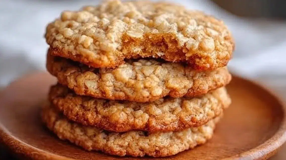 Homemade honey oatmeal cookies on a rustic background