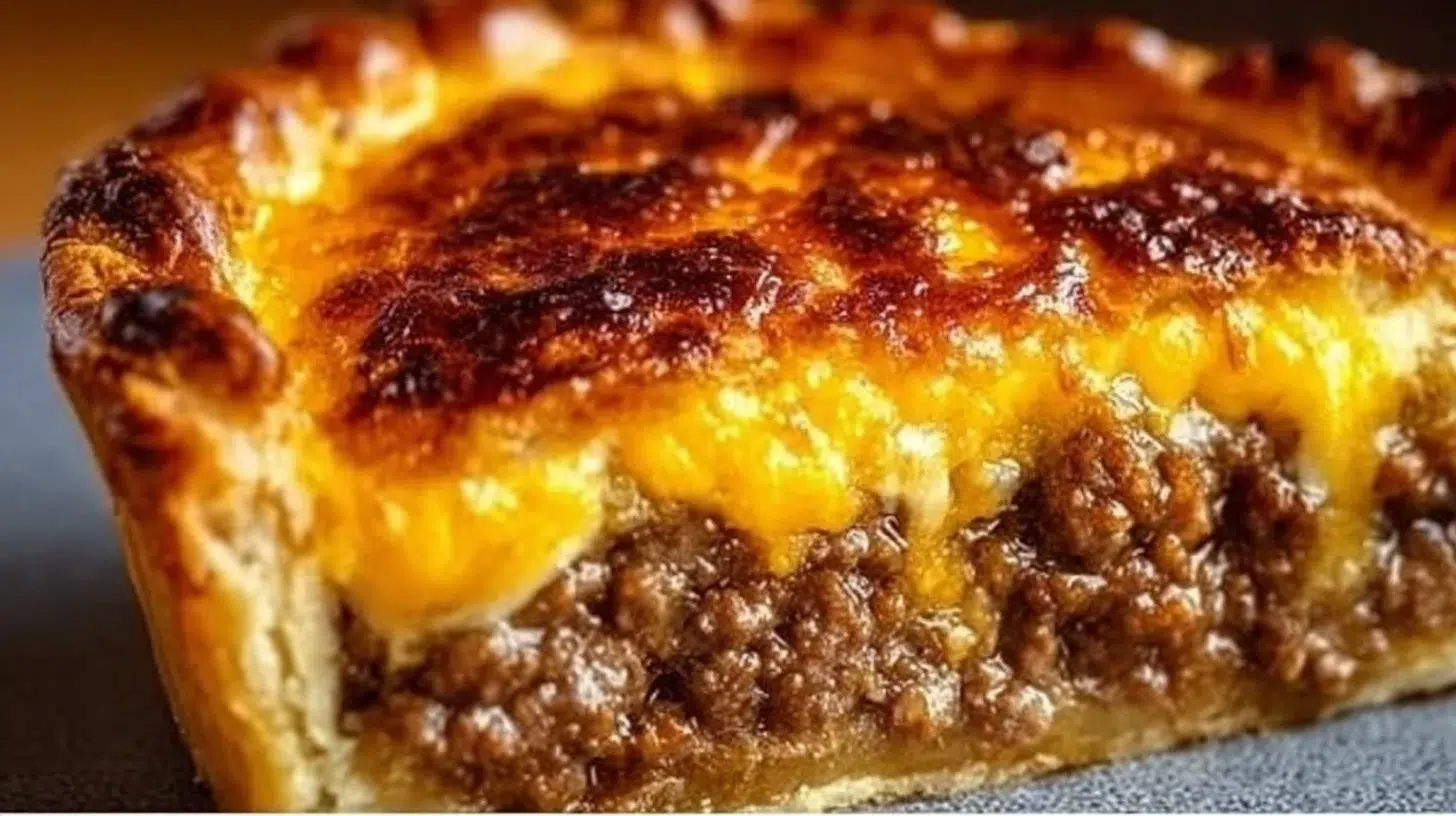 Delicious homemade cheeseburger pie served on a plate