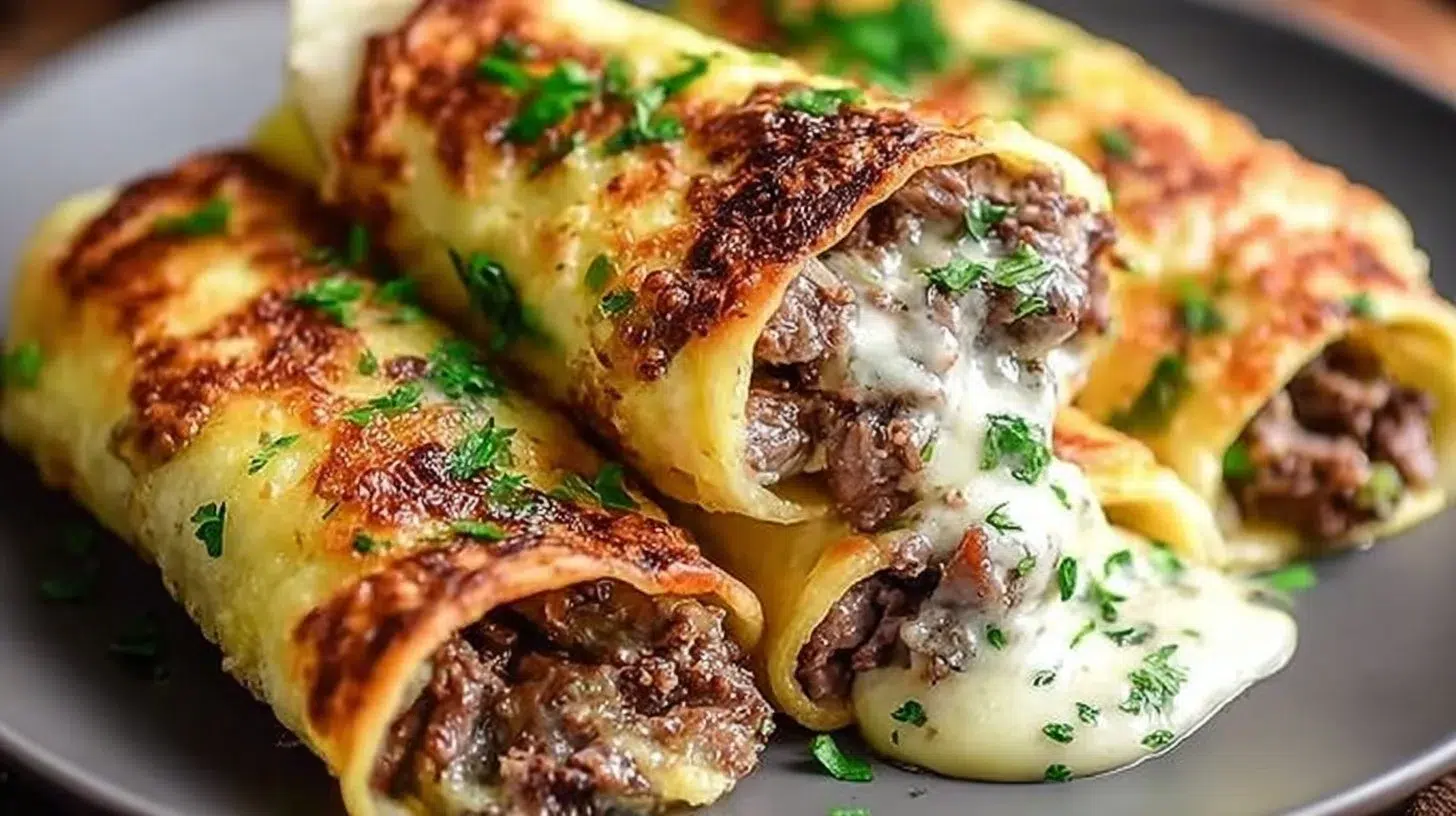 Keto Philly Cheesesteak Rolls served on a plate with fresh ingredients
