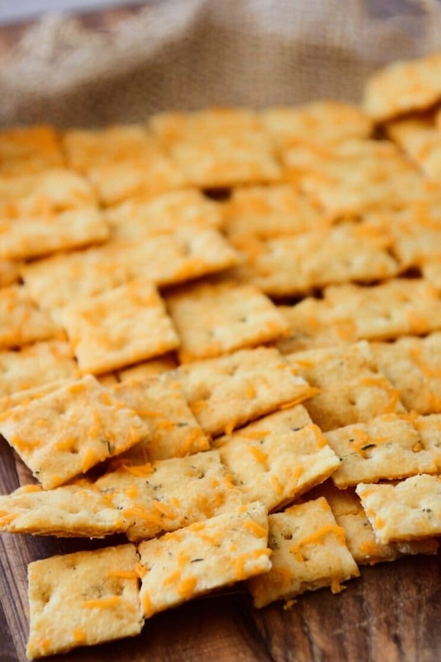 Homemade Sourdough Crackers with Cheddar Cheese