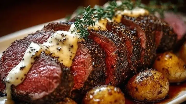 Million Dollar Roast Beef Tenderloin served with flavorful sides