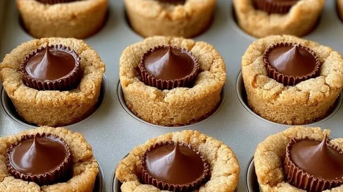 Delicious Mini Peanut Butter Cup Cookies with chocolate and peanut butter filling