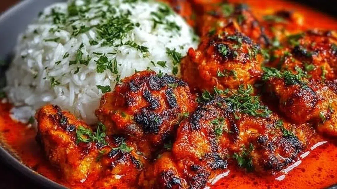 Delicious Nigerian chicken stew simmering with spices and vegetables