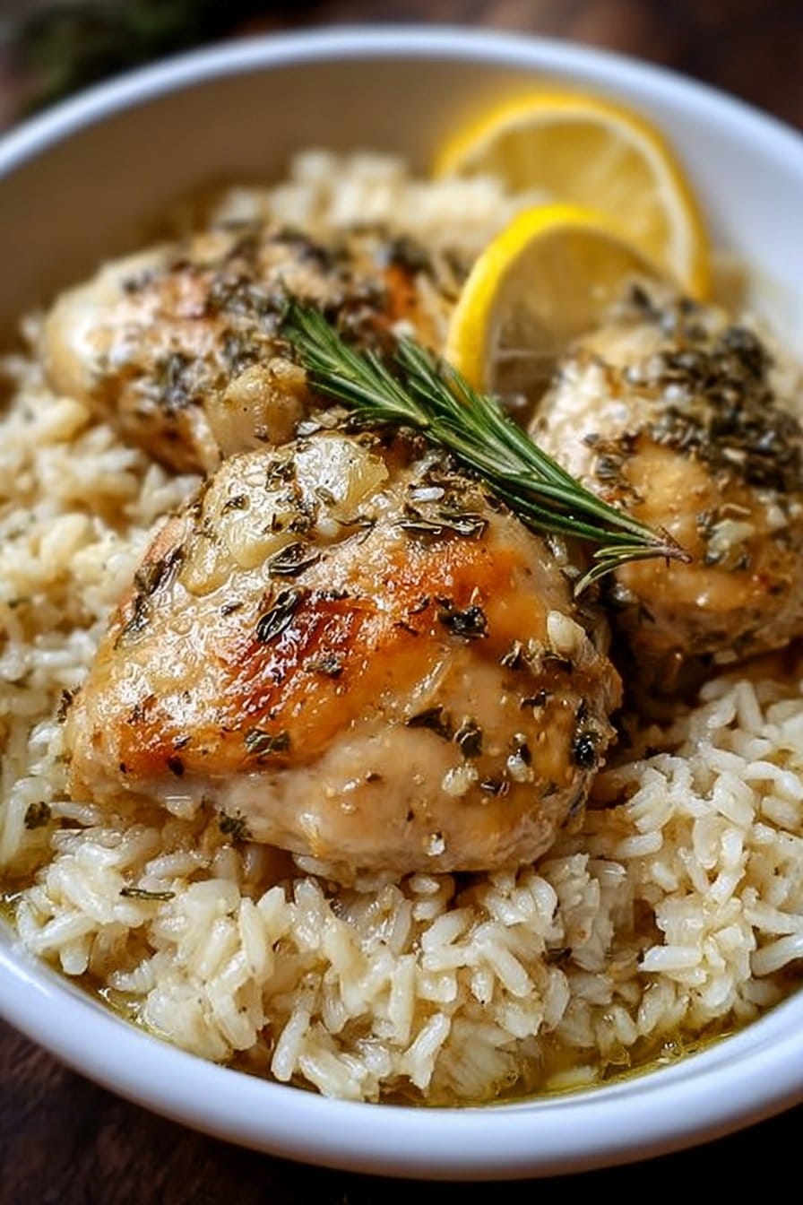 Slow Cooker Lemon Herb Chicken and Rice