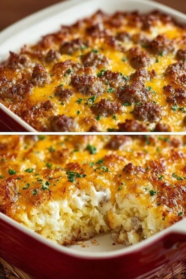 Sausage Hash Brown Breakfast Casserole