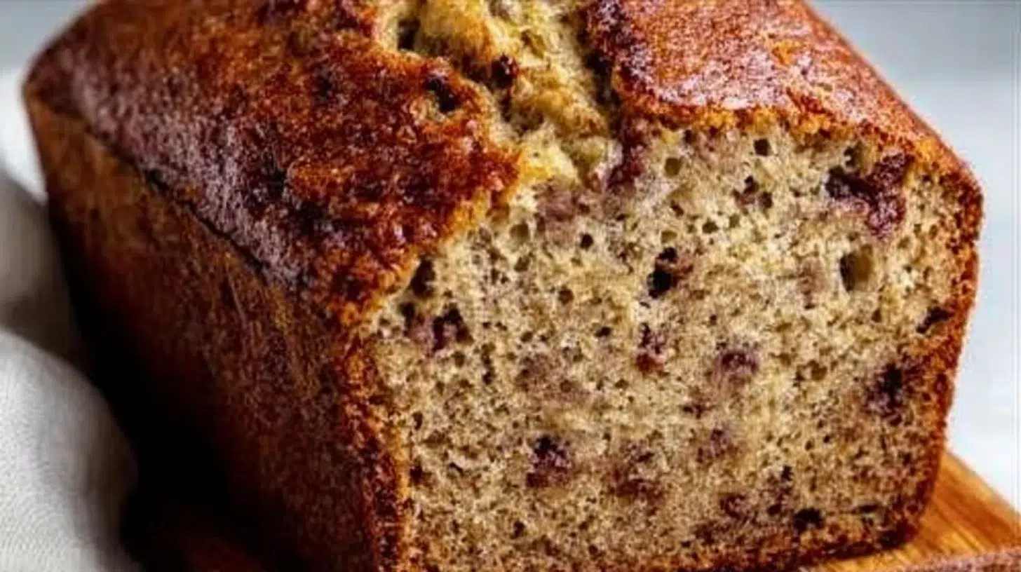 Delicious one bowl banana bread ready to serve, made with ripe bananas and spices.