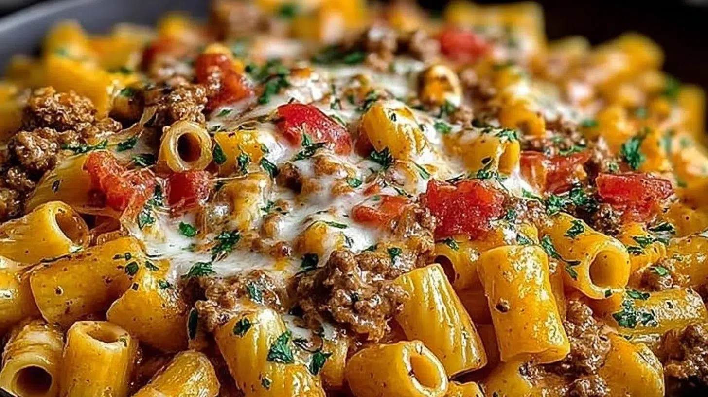 Delicious Rotel Pasta Fiesta served in a bowl with fresh ingredients