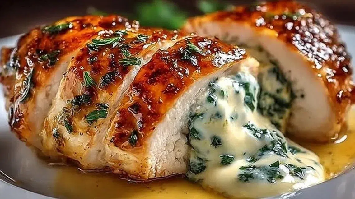 Delicious Ruth's Chris stuffed chicken copycat dish served on a plate