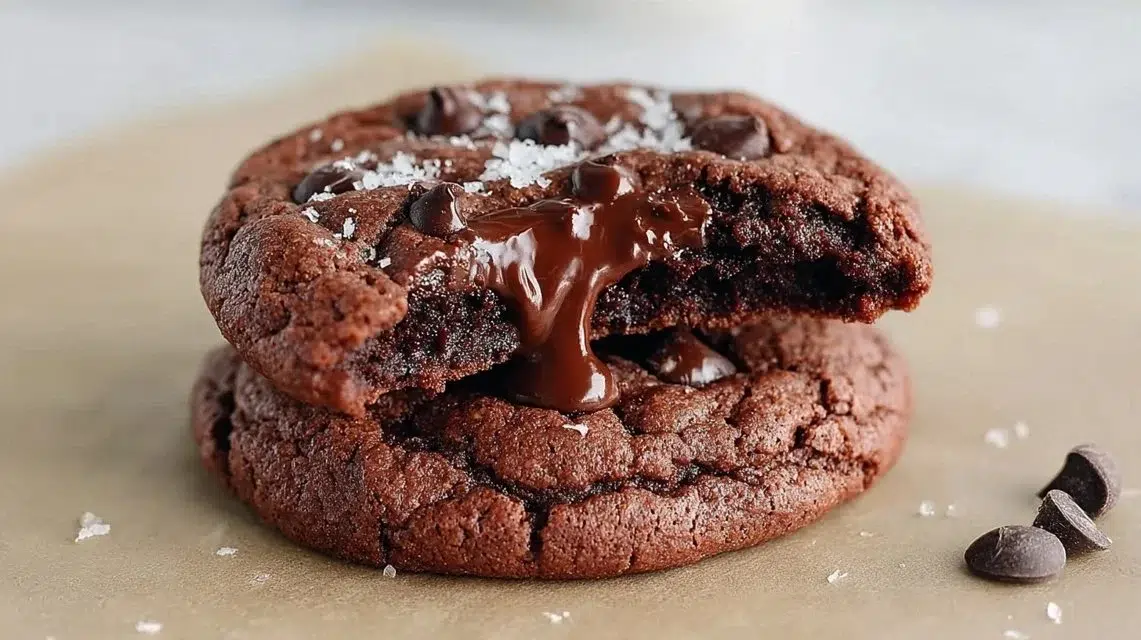 Delicious single serve double chocolate cookie with chocolate chips