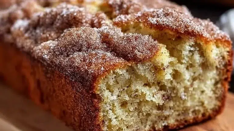 Delicious Snickerdoodle Banana Bread fresh out of the oven