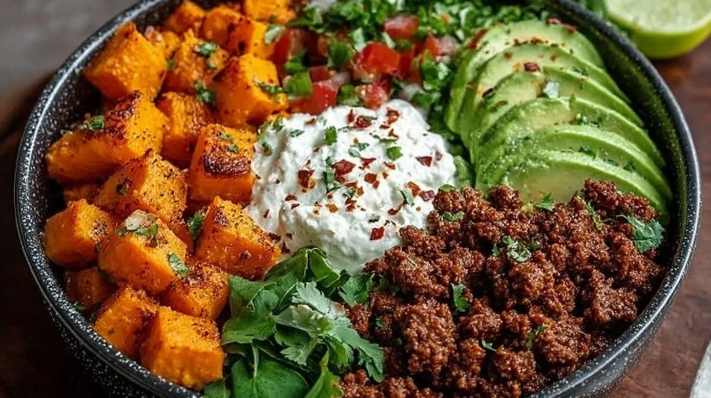 Delicious Sweet Potato Taco Bowl with fresh ingredients and vibrant colors