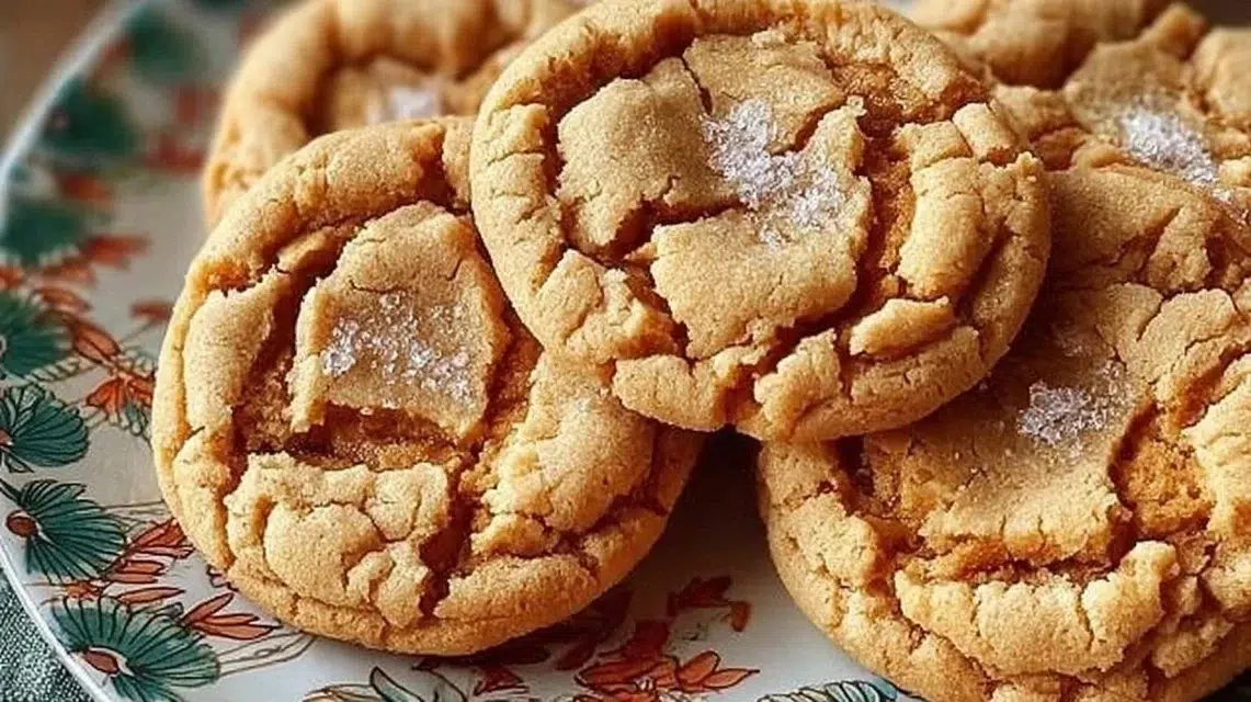 Thick and chewy peanut butter cookies on a cooling rack