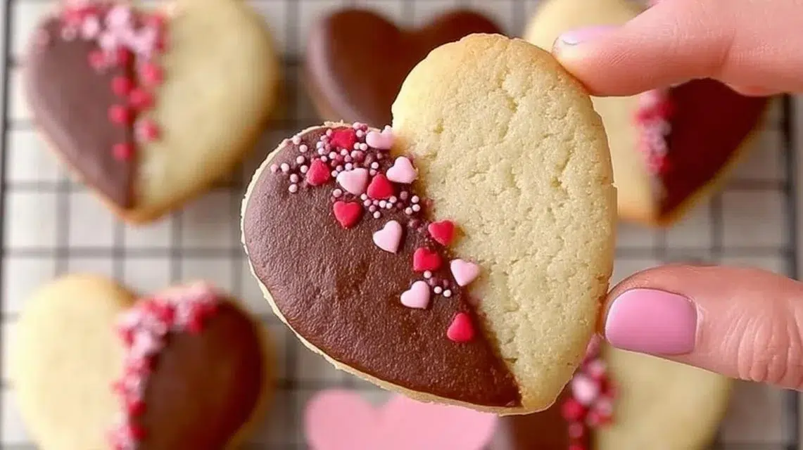 Valentine's Shortbread Hearts on a decorative plate.