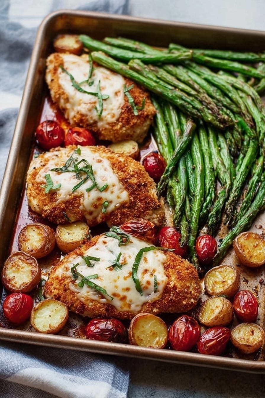 Healthy Chicken Parmesan with Roasted Veggies