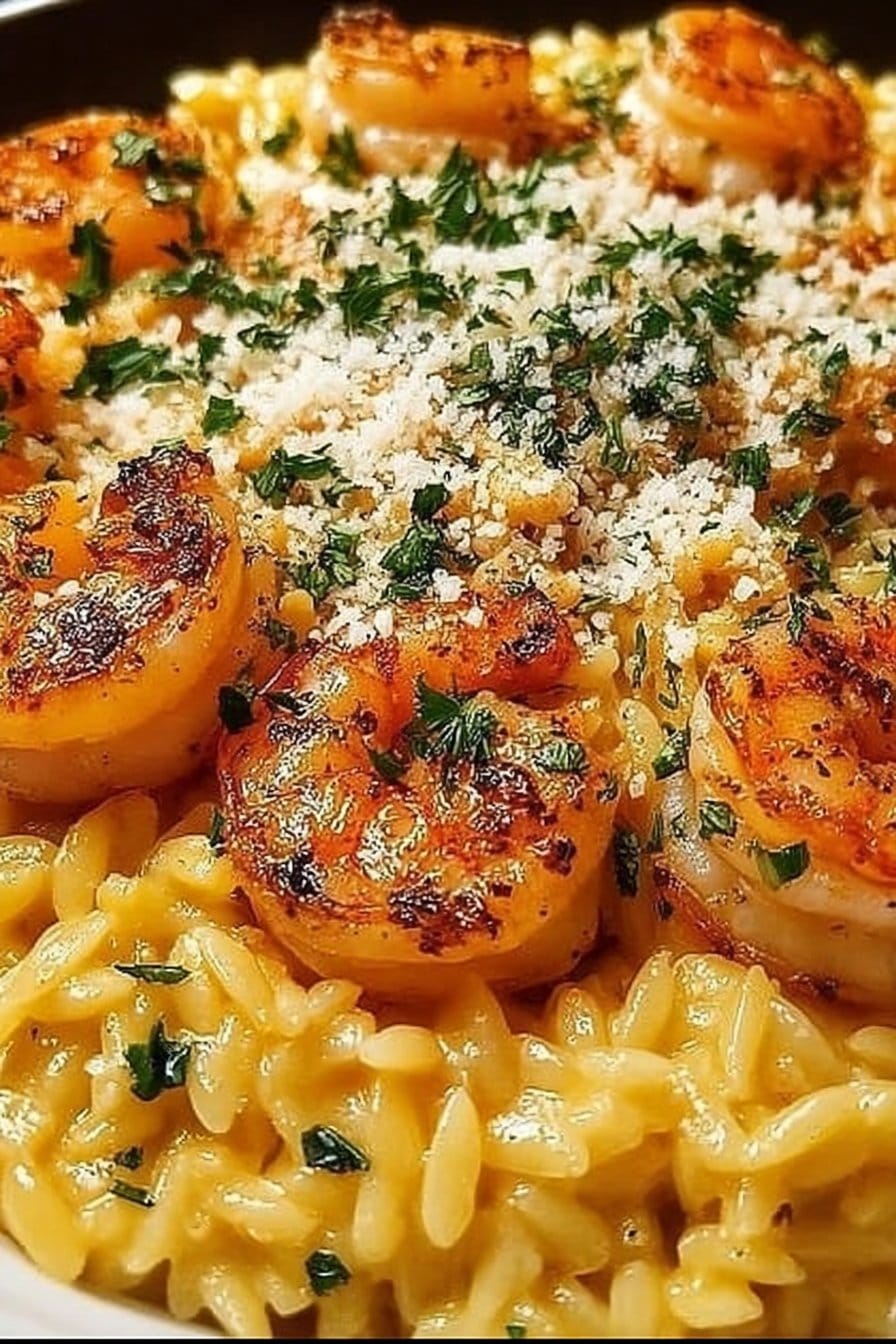 One Pan Parmesan Orzo with Shrimp