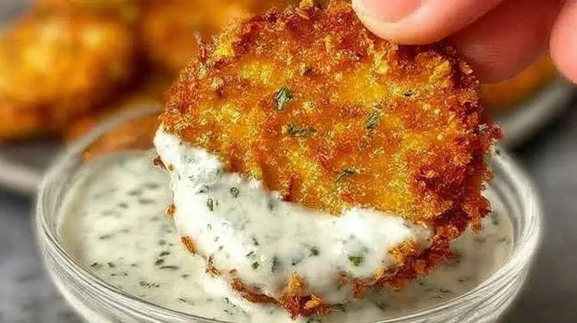 Crispy air fryer fried pickles served with dipping sauce