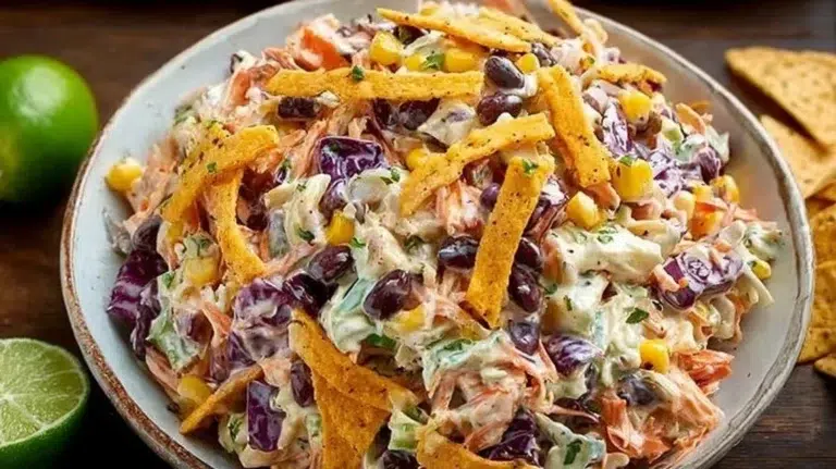 Flavor-packed coleslaw in a vibrant bowl, ready to serve as a side dish.