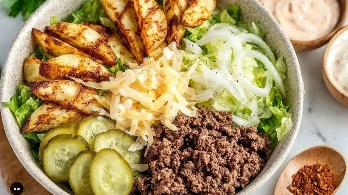 Delicious burger bowls with fresh ingredients and flavorful toppings