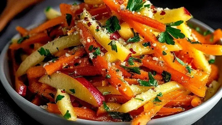 Fresh Carrot Apple Salad with colorful ingredients and dressing