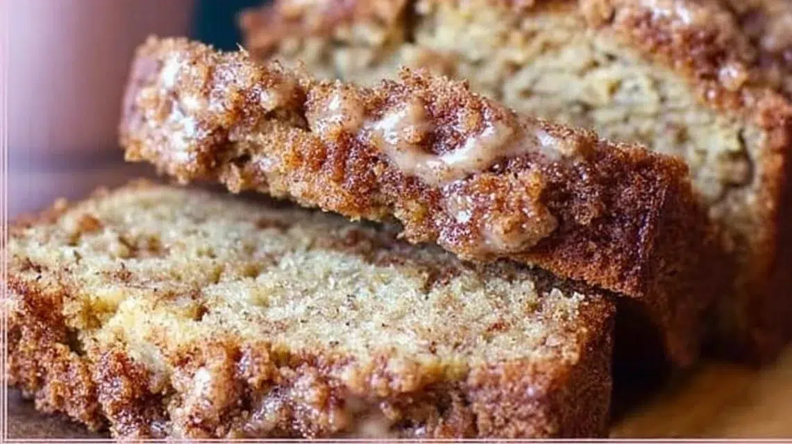 Delicious coffee cake banana bread served with a cup of coffee