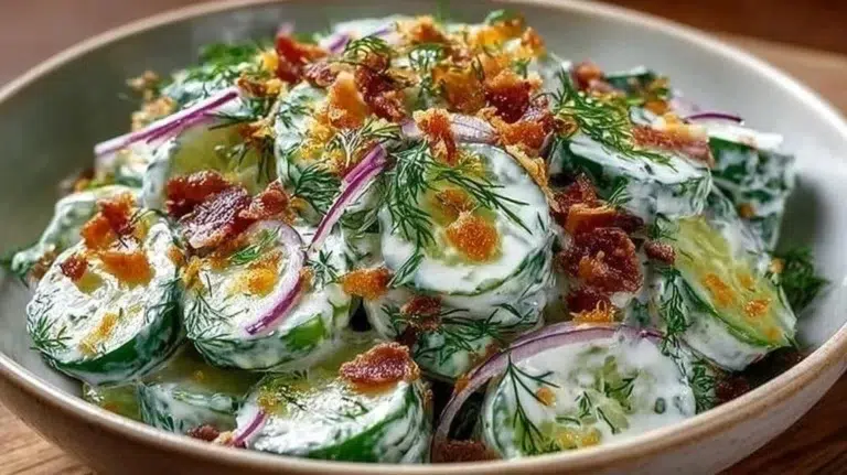 Delicious Cucumber Ranch Crack Salad served in a bowl with fresh ingredients