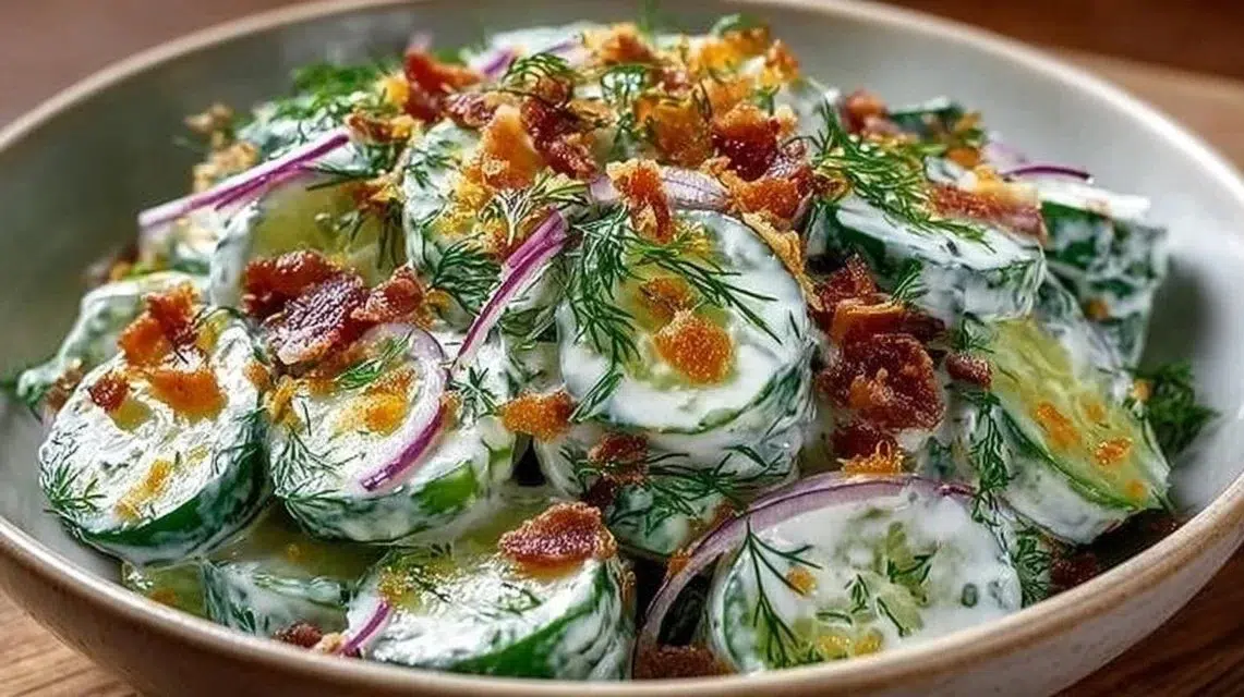 Delicious Cucumber Ranch Crack Salad served in a bowl with fresh ingredients