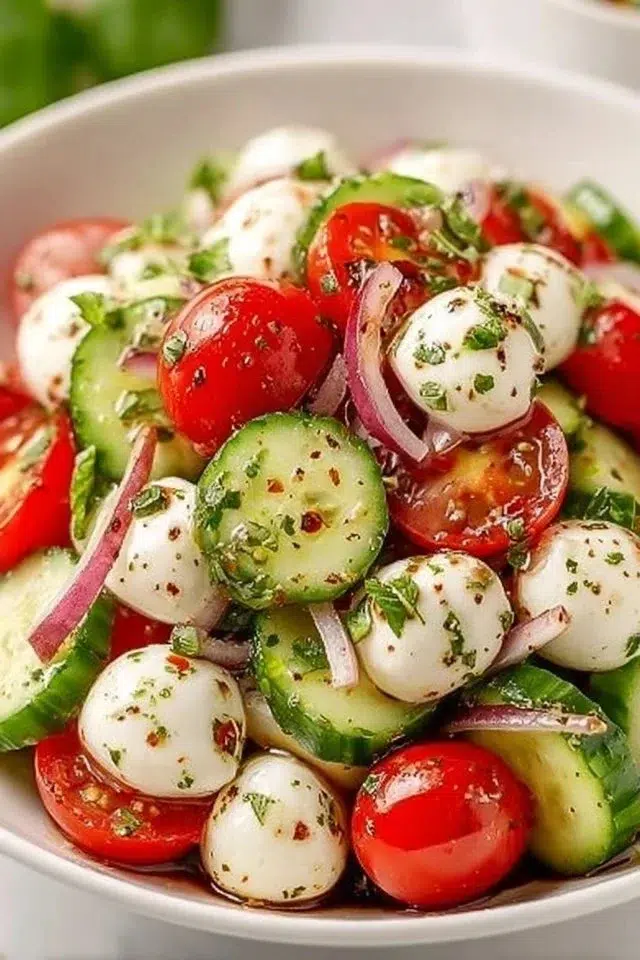 Juicy Cucumber Caprese Salad