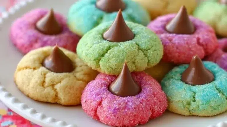 Colorful Spring Blossom Cookies decorated with flower patterns for a festive spring treat.