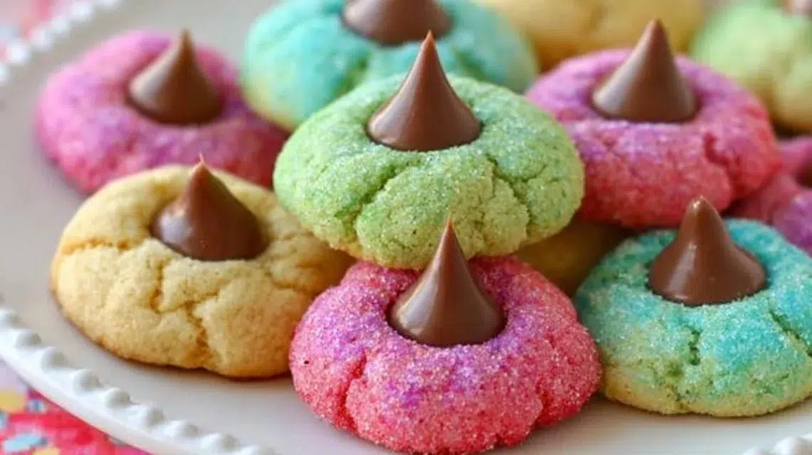 Colorful Spring Blossom Cookies decorated with flower patterns for a festive spring treat.
