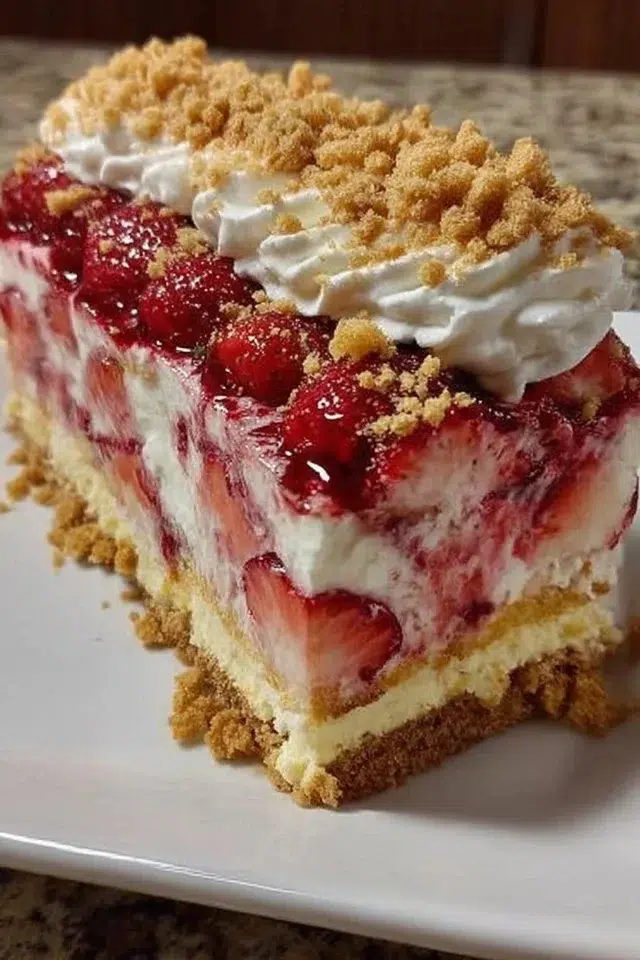 Strawberry Shortcake Crunch Bar Cheesecake Will Delight You!