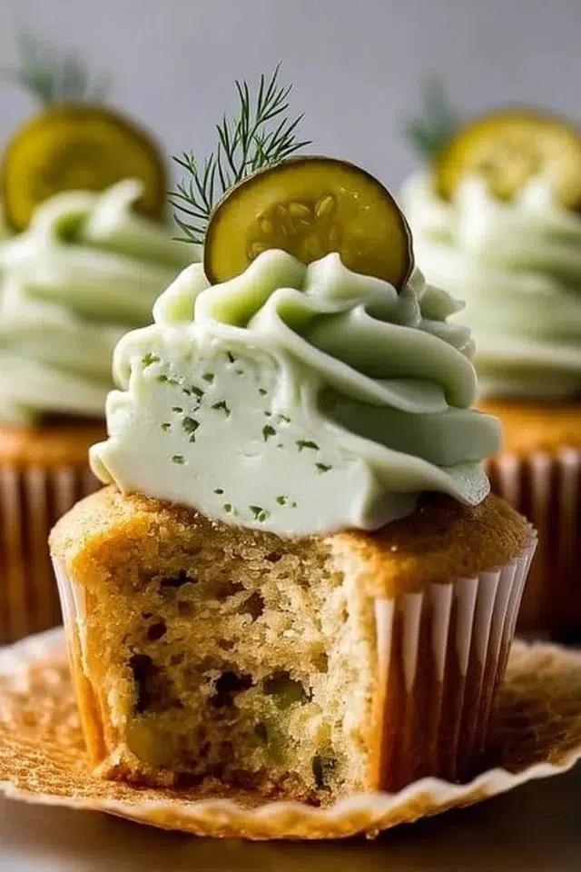 Tangy Dill Pickle Cupcakes