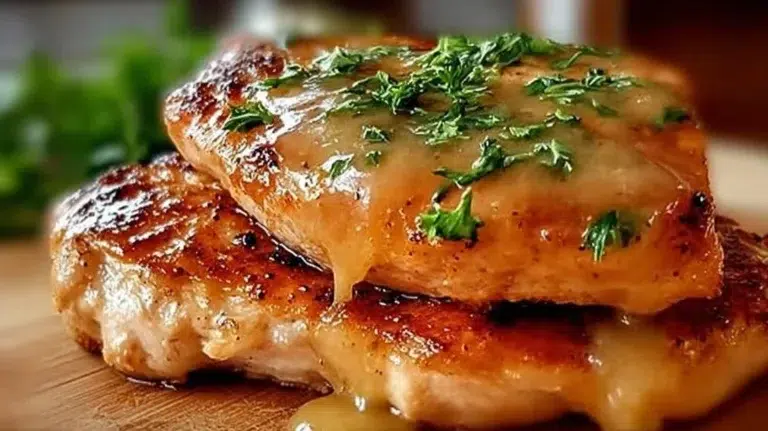 Tenderized chicken breast ready for cooking with herbs and spices.