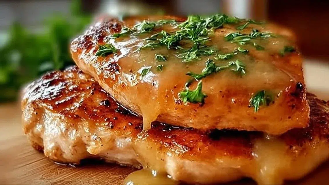 Tenderized chicken breast ready for cooking with herbs and spices.