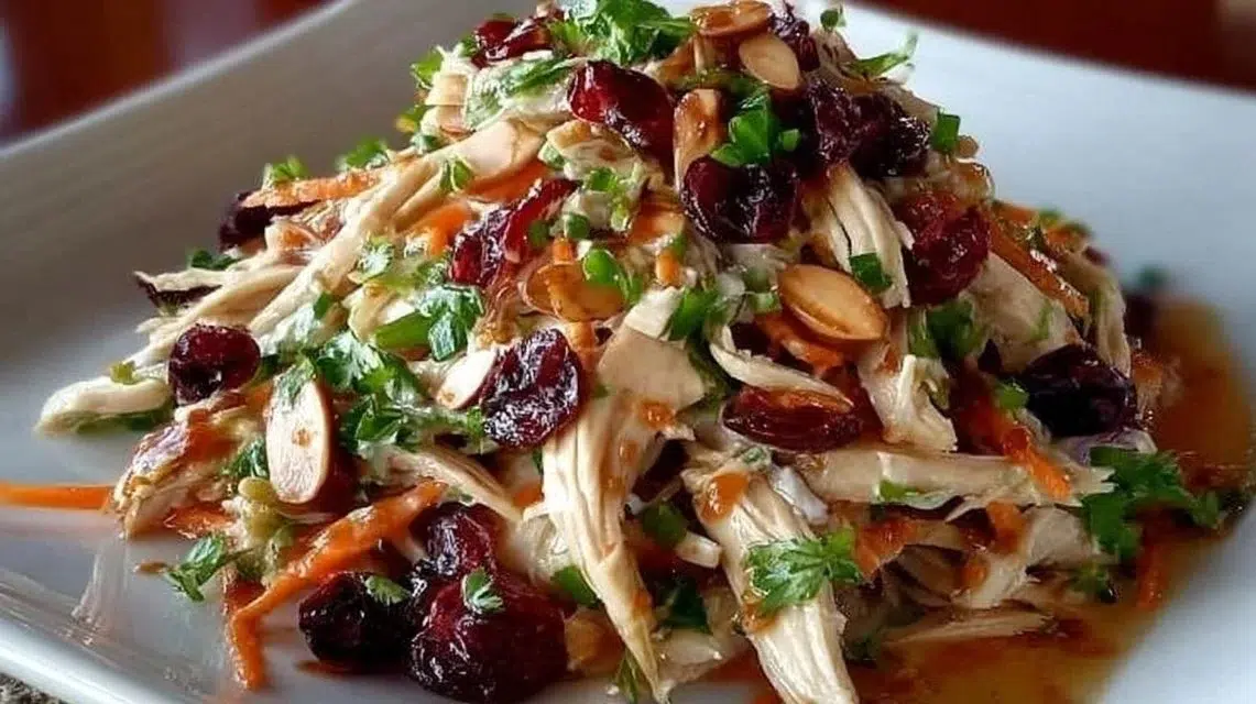 Asian Chicken Cranberry Salad with fresh ingredients and vibrant colors