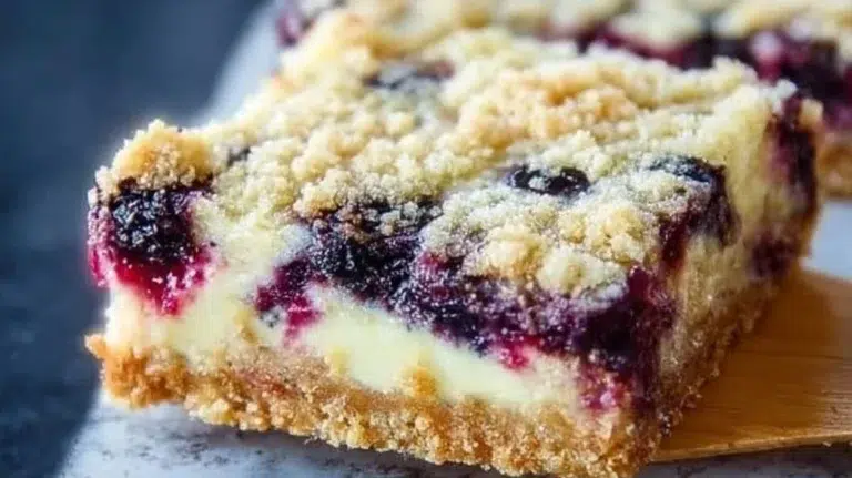 Delicious blueberry cream cheese bars topped with fresh blueberries