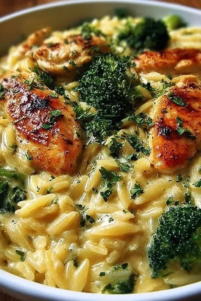 Cheesy Chicken Broccoli Orzo
