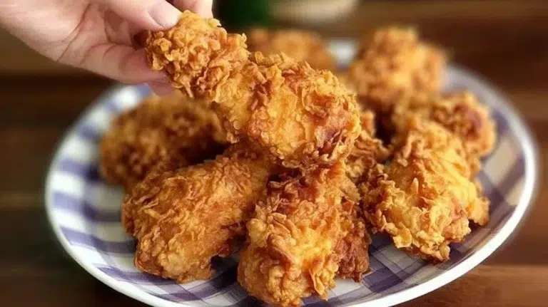 Delicious Copy Cat KFC fried chicken served on a plate with sides