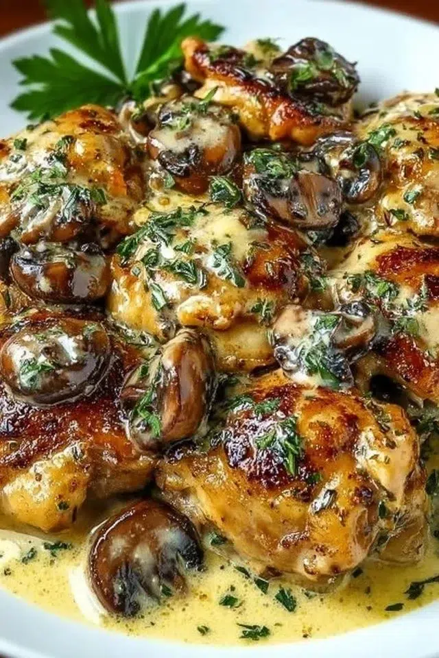 Creamy Garlic Mushroom Chicken Thighs