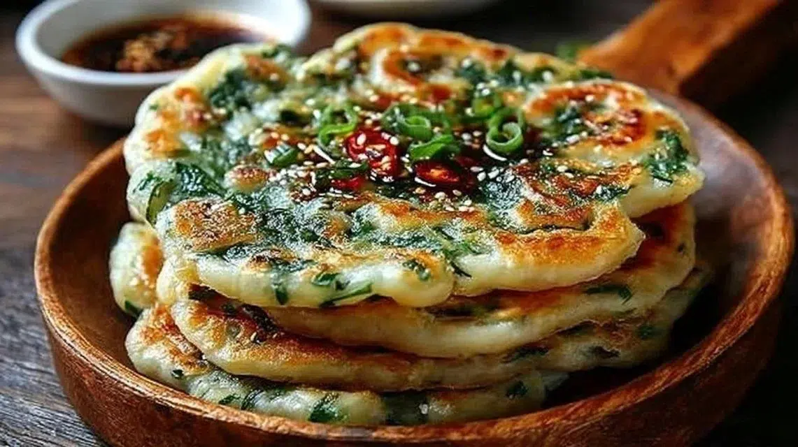Crispy scallion pancakes with green onions, a popular Chinese dish