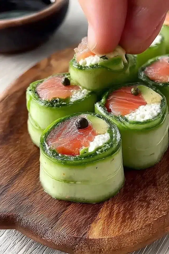 Cucumber Sushi with Avocado and Smoked Salmon