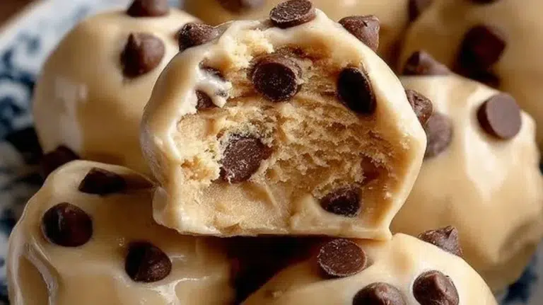 Frozen Greek yogurt peanut butter bites stacked on a plate