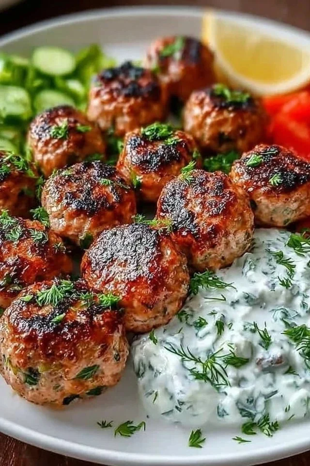 Greek Turkey Meatballs with Tzatziki