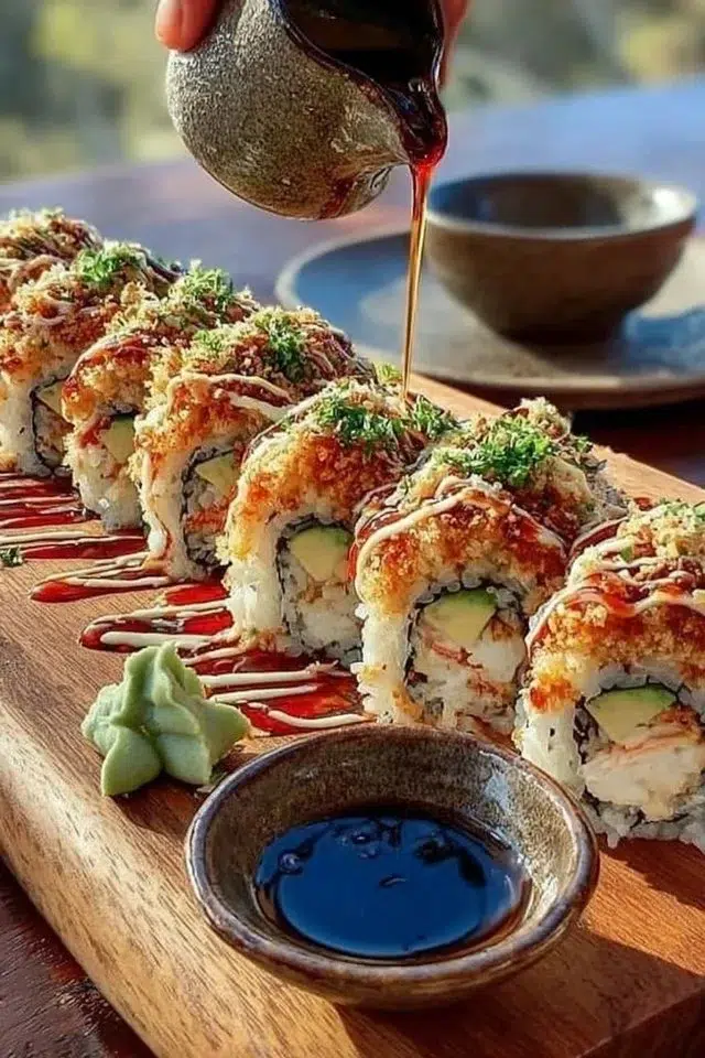 Homemade California Crunch Roll Sushi
