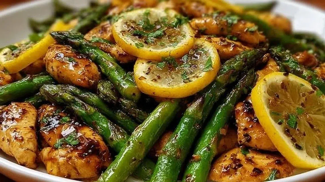 Lemon Chicken Stir-Fry with fresh asparagus and vibrant vegetables