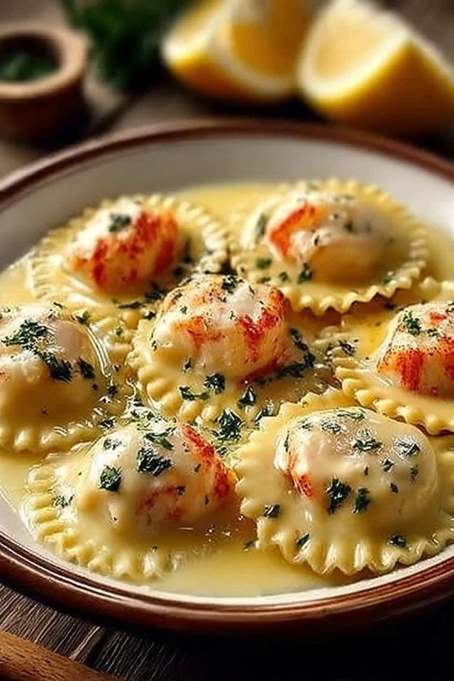 Lobster Ravioli with Lemon Butter Sauce