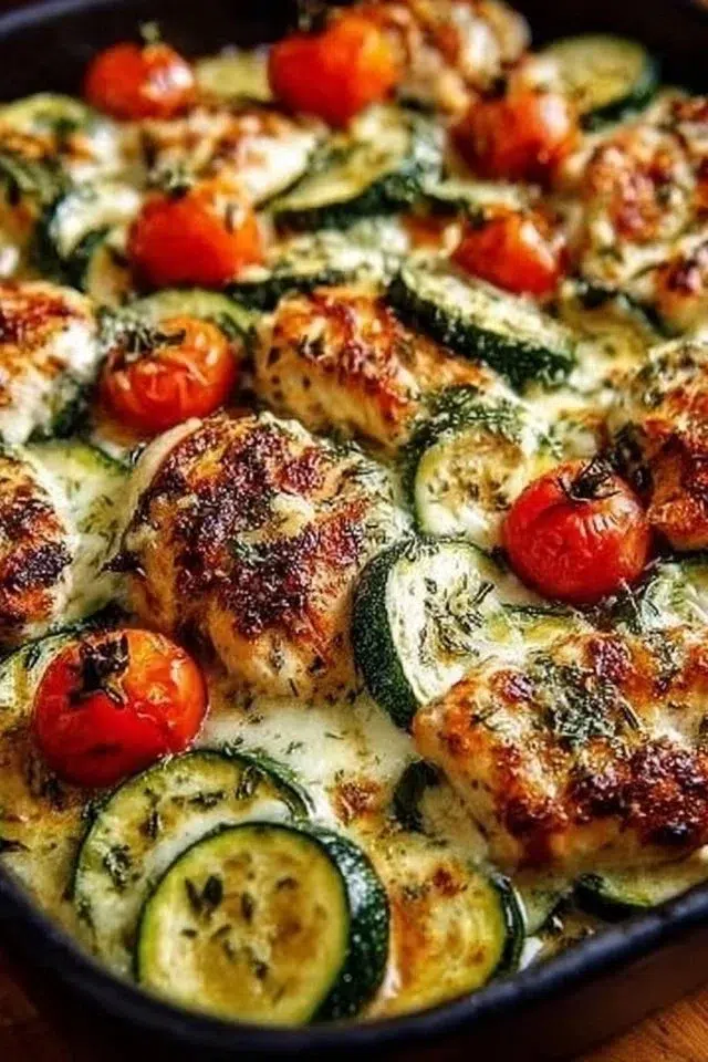 Mediterranean Chicken Zucchini Bake
