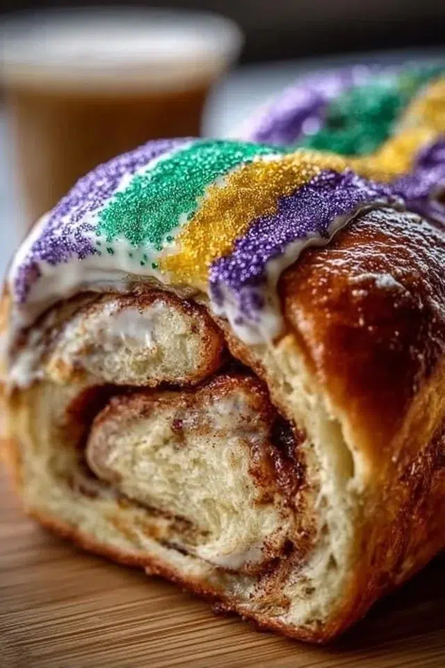 New Orleans Style King Cake with Cinnamon Swirl