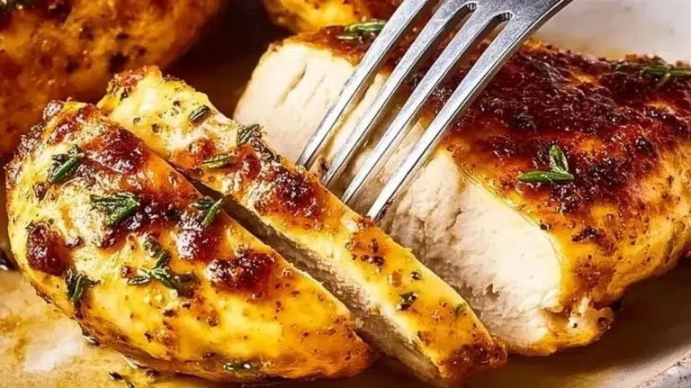 Juicy oven baked chicken breast with herbs and spices