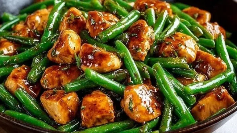 Delicious quick chicken breast served with green beans