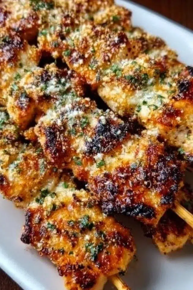 Ranch Garlic Parmesan Chicken Skewers